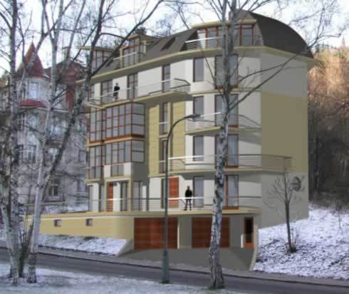 Vizualizace - bytový dům Křižíkova ulice Karlovy Vary